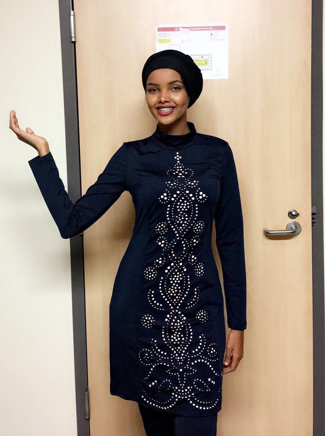 In this Nov. 11, 2016, photo provided by Alishba Kazmi, Halima Aden poses for a photo at St. Cloud State University in St. Cloud, Minn. Aden, a Somali-American, will be the first to compete in the Miss Minnesota USA contest while wearing a hijab and other modest Muslim clothing that keeps her fully covered. (Alishba Kazmi via AP)