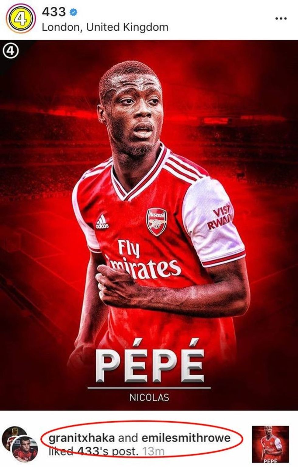 0 granit xhaka emile smith rowe like 433 post annoys nicolas pepe