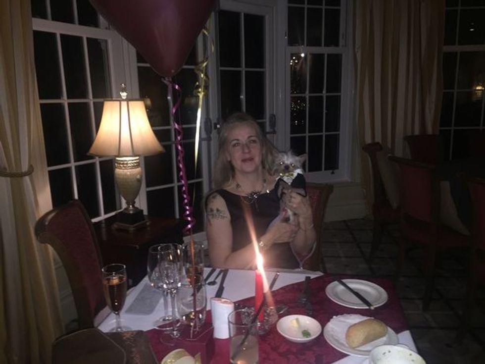 0 I go on monthly dates with my dog we share steak pie and mash over candlelight