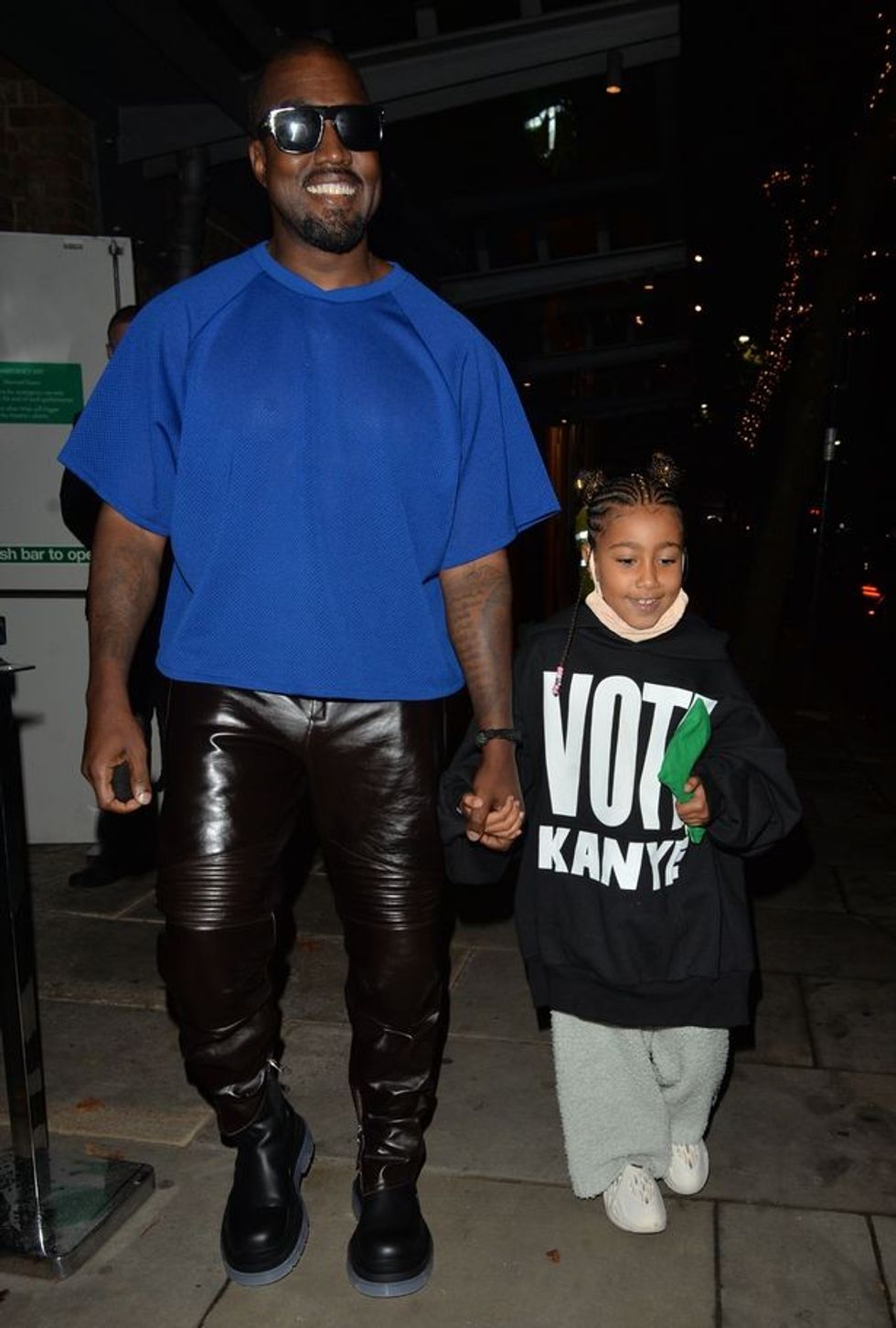 0 Kanye West and North West seen leaving Bottega Veneta fashion show in North London