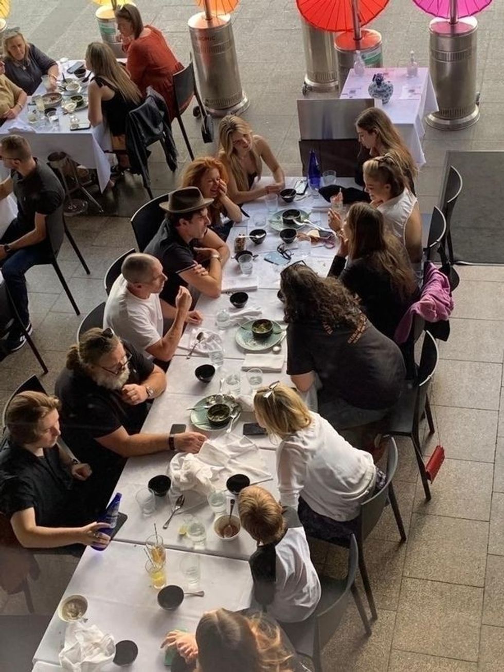 0 PAY EXCLUSIVE Star studded lunch in Sydney Russell Crowe Rita Ora Christian Bale Sacha Baron Cohen
