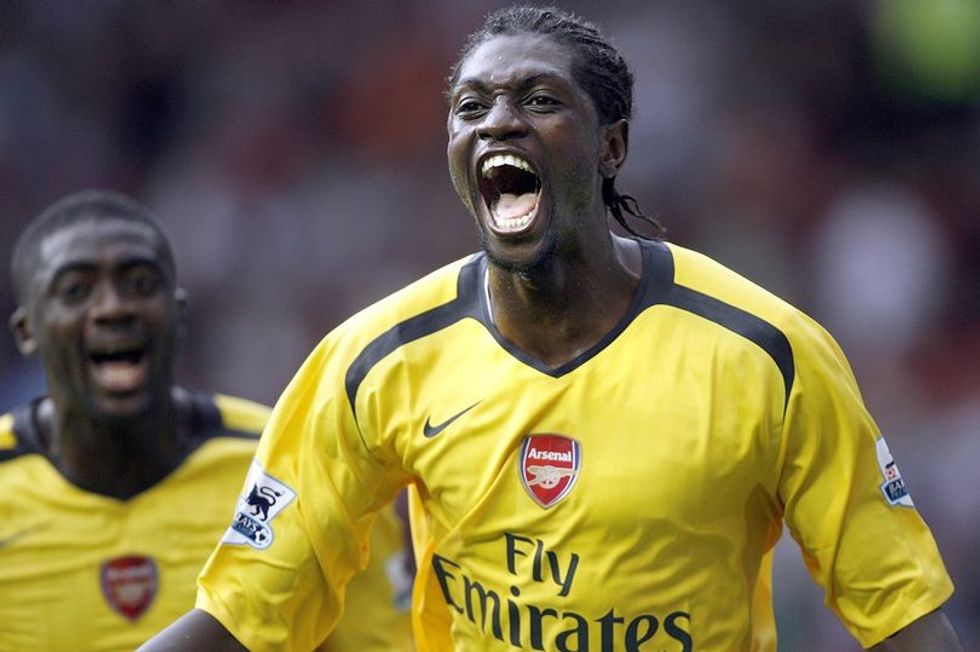 1 Arsenals Emmanuel Adebayor celebrates a