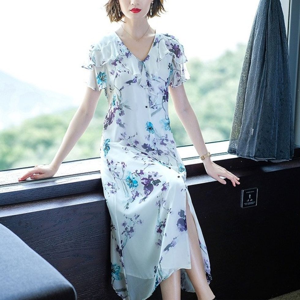 100 Real Pure Silk Dress Women Clothes 2019 Spring Summer Dress Elegant Sexy Dress Bodycon Female Dresses Vestidos ZT2259 vestido VNeck Office Lady Nx5Gc9Vg8Fa7 xcm0