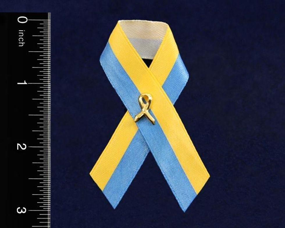 100 satin down syndrome ribbon pins 100 pins 295344
