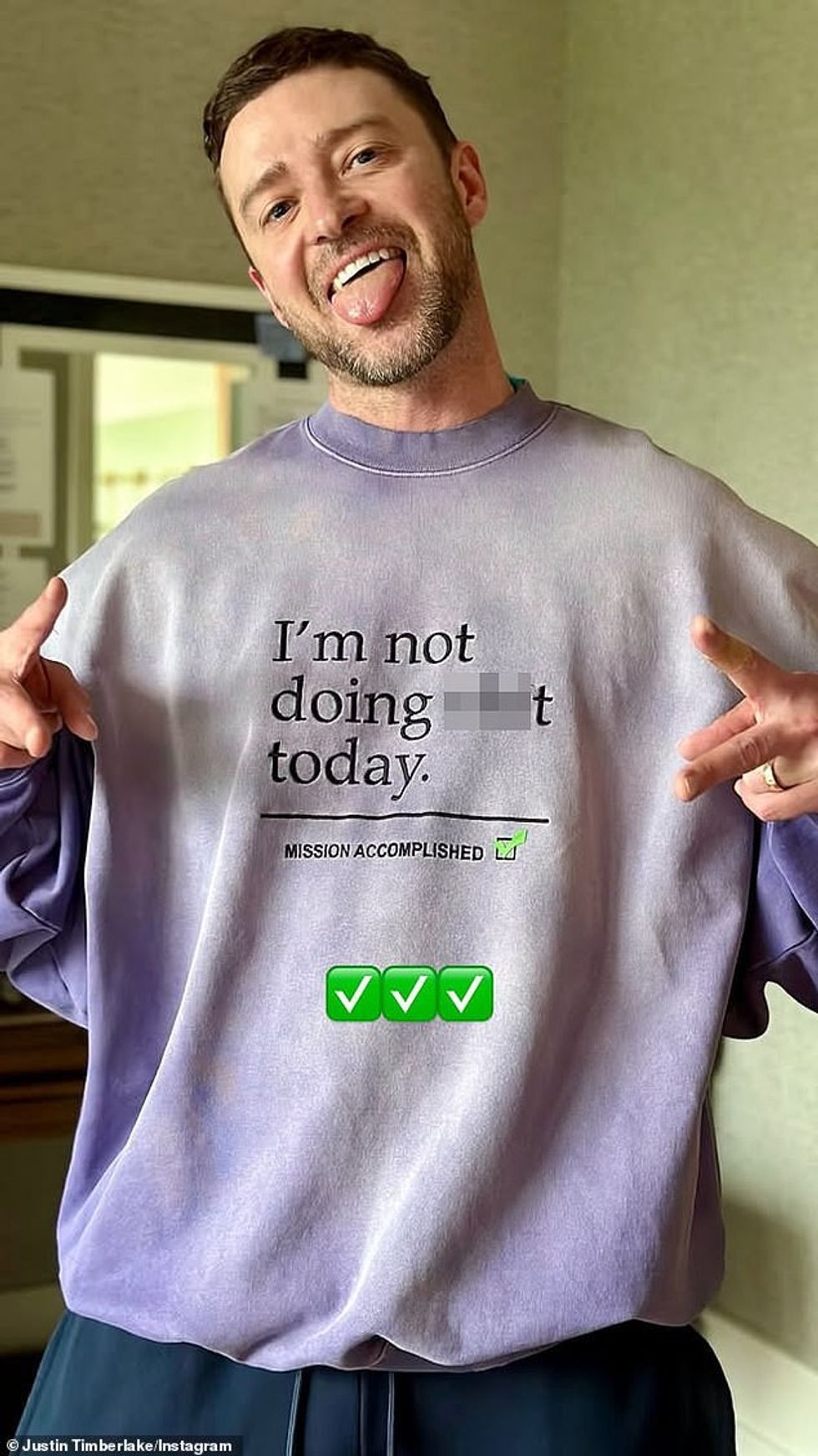 100923957 14970837 Justin Timberlake put on his sweats and declared via Instastory a 1 1754366821007