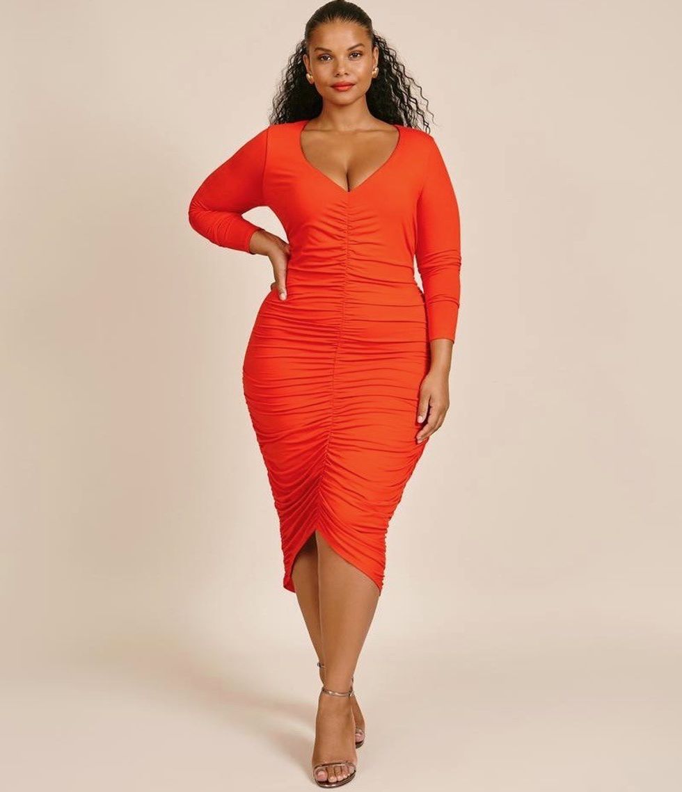 11 Honore Flora Ruched Bodycon Dress