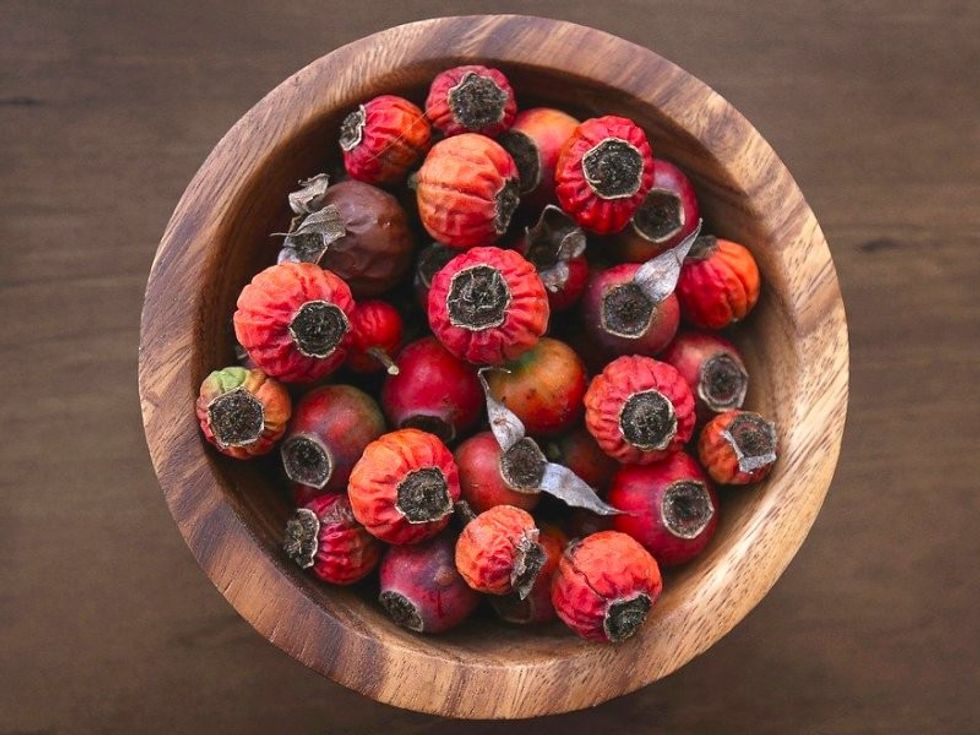 137434511 rosehip red berry fruit health food used in herbal medicine for cold flu remedy drink with honey sup