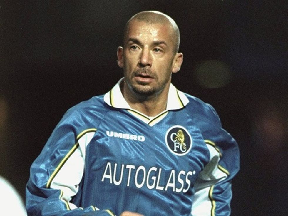 19 Dec 1998: Gianluca Vialli of Chelsea in action during the FA Carling Premiership match against Tottenham Hotspur played at Stamford Bridge in London, England. The match finished in a 2-0 win for Chelsea. Mandatory Credit: Allsport UK /Allsport