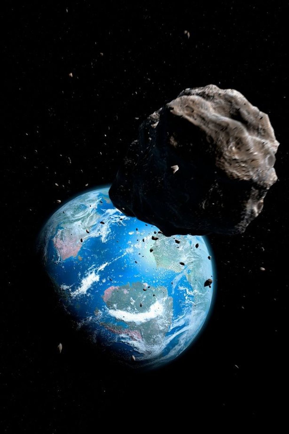 2 Asteroid approaching Earth illustration