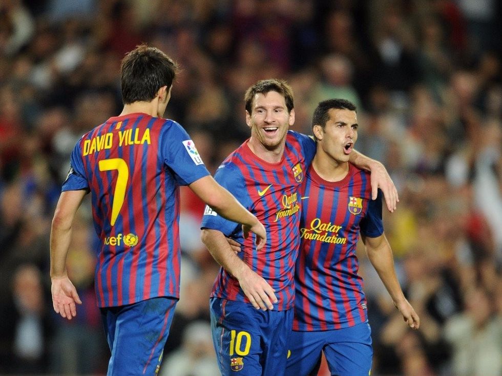 2.Leo Messi Pedro and David Villa