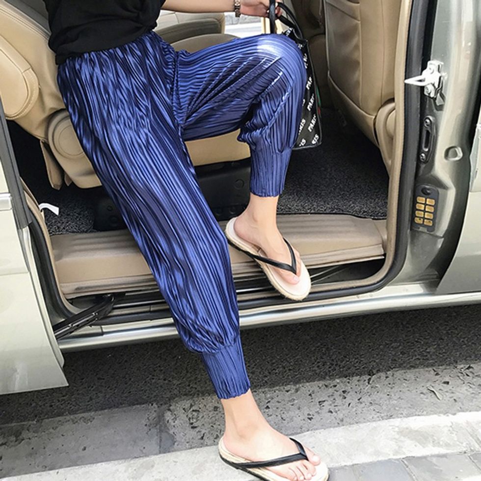 2020 summer pregnant women abdomen beach wide leg fashion pants dark blue high waist slim hem