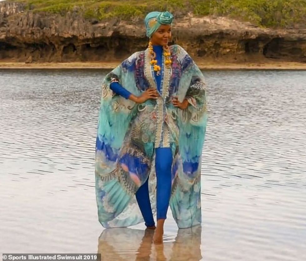 227 Muslim model Halima Aden is the first woman to wear a BURKINI in Sports Illustrated Swimsuit
