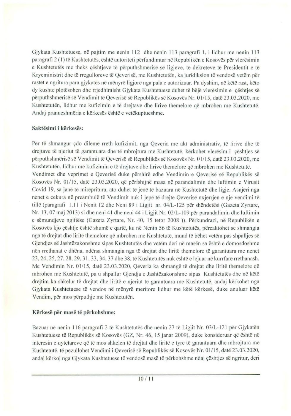332 Kerkese Gjykates Kushtetuese te Republikese se Kosoves page 0010