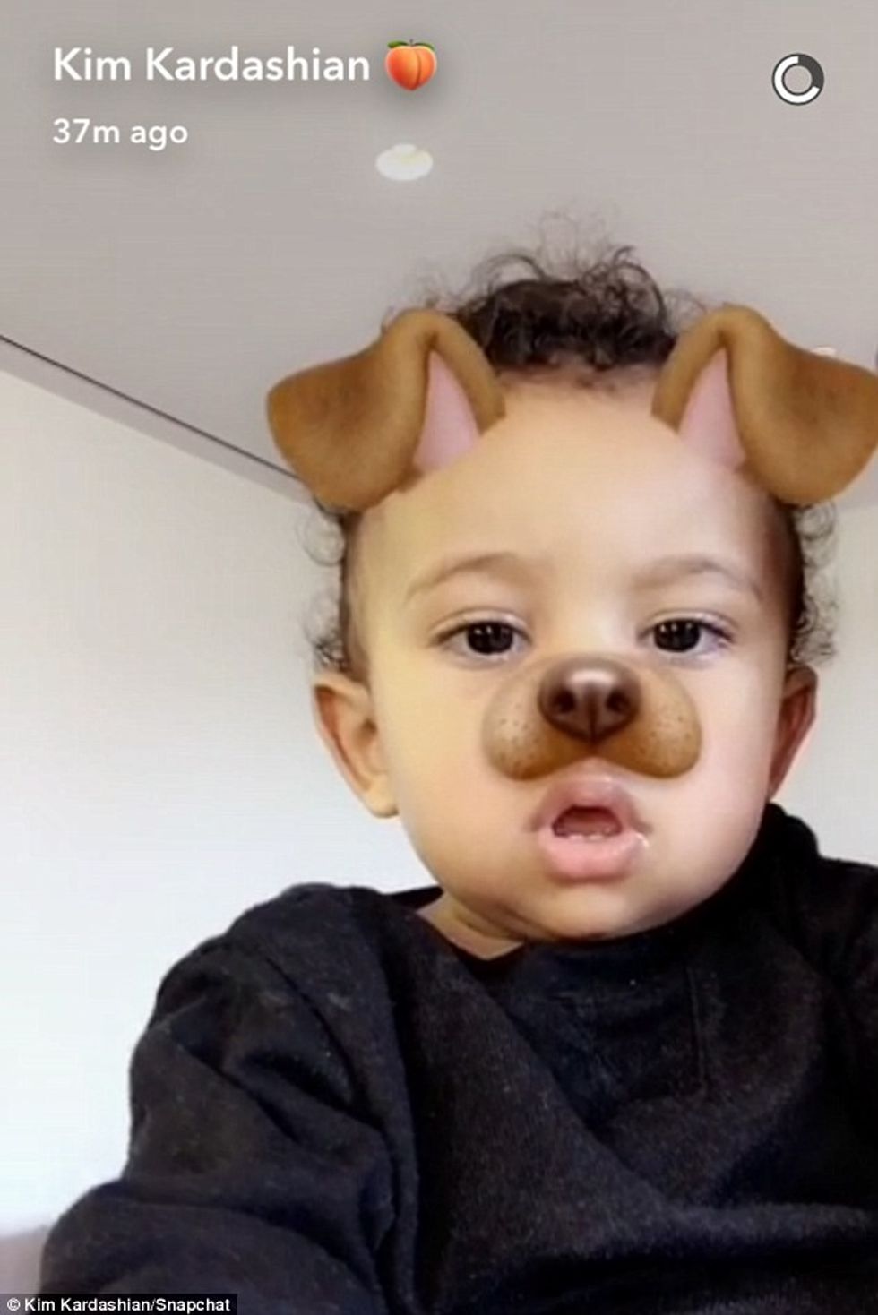 3DA1034E00000578 4258136 Cute They then used the classic dog filter and Saint can be seen m 54 1487977041385