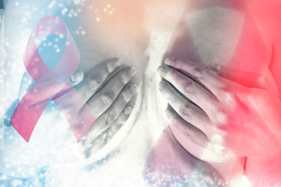 4 breast cancer awareness concept naked woman performing beast cancer check pink ribbon catalin iliescu