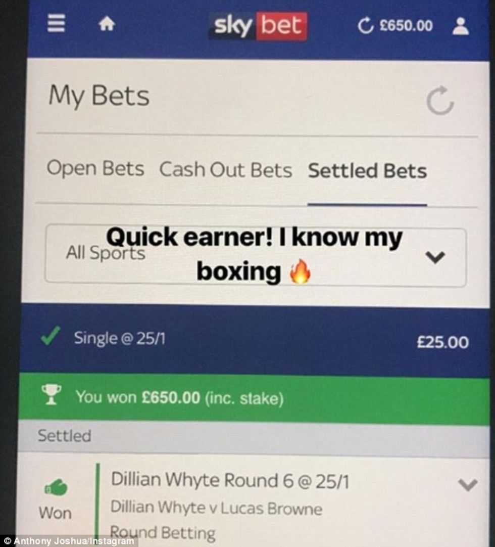 4A8B408A00000578 5541769 Joshua shared his winning betting slip on Instagram writing Quic a 26 1521982637689