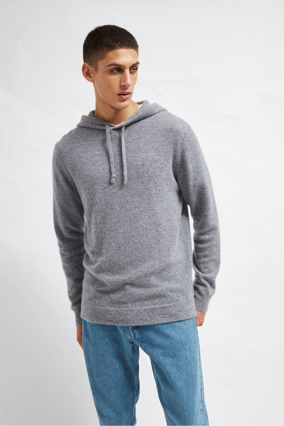 58lab mens cr midgreymelange cashmere hoodie 1