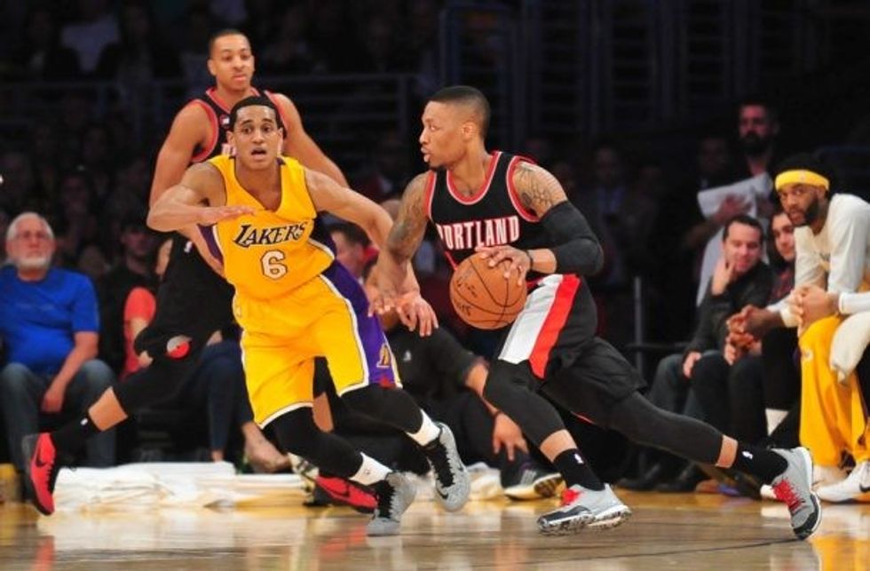 8497322 jordan clarkson damian lillard nba portland trail blazers los angeles lakers