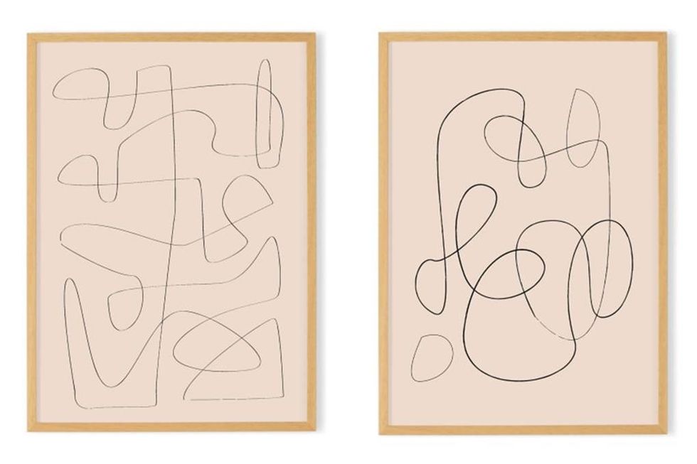 95d3486651061d2c8d784dc09c88248bad300c60 aodeep286oak uk livia set of 2 abstract knots a2 framed wall art print pink oak frame lb01 l