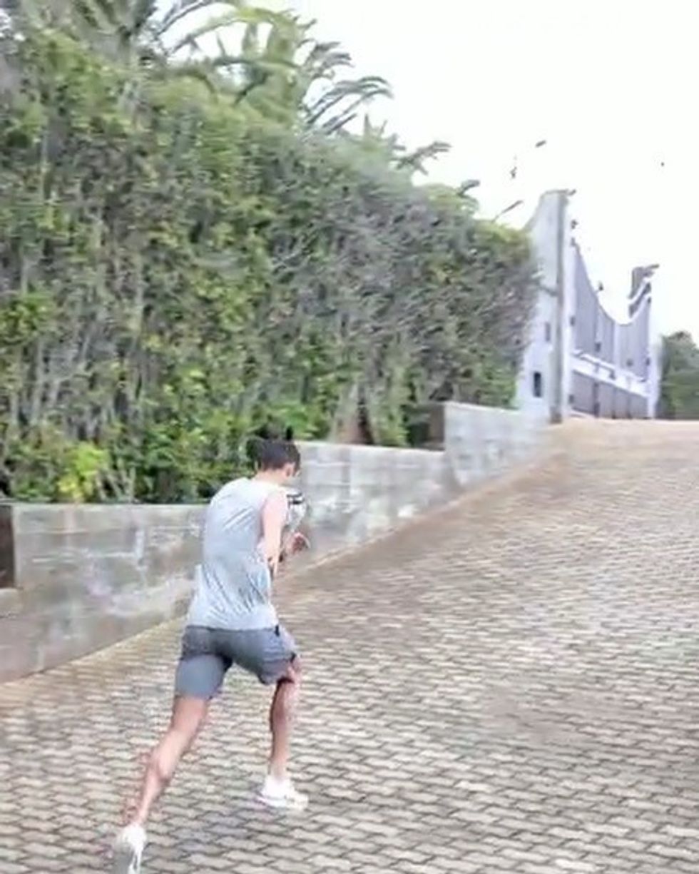 A driveway has been useful to Ronaldo who has used it to complete gruelling sprinting drills