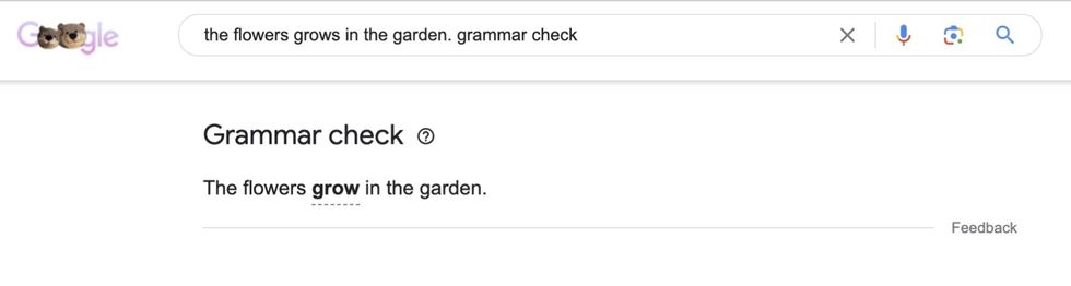 A grammar check example on Google.