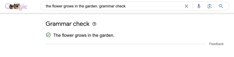 A grammar check example on Google.