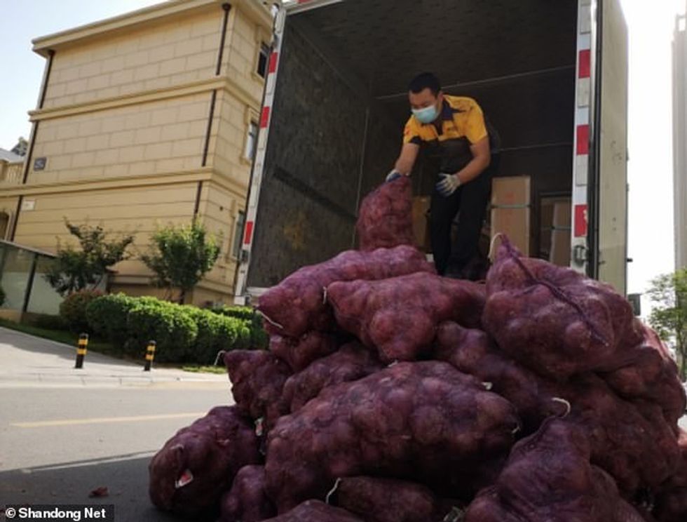 A heartbroken Chinese woman has launched an unconventional revenge on her ex-boyfriend who had an affair by sending him a tonne of onions to ‘make him cry as much as I did’. The picture shows a delivery driver unloaded the onions on Saturday