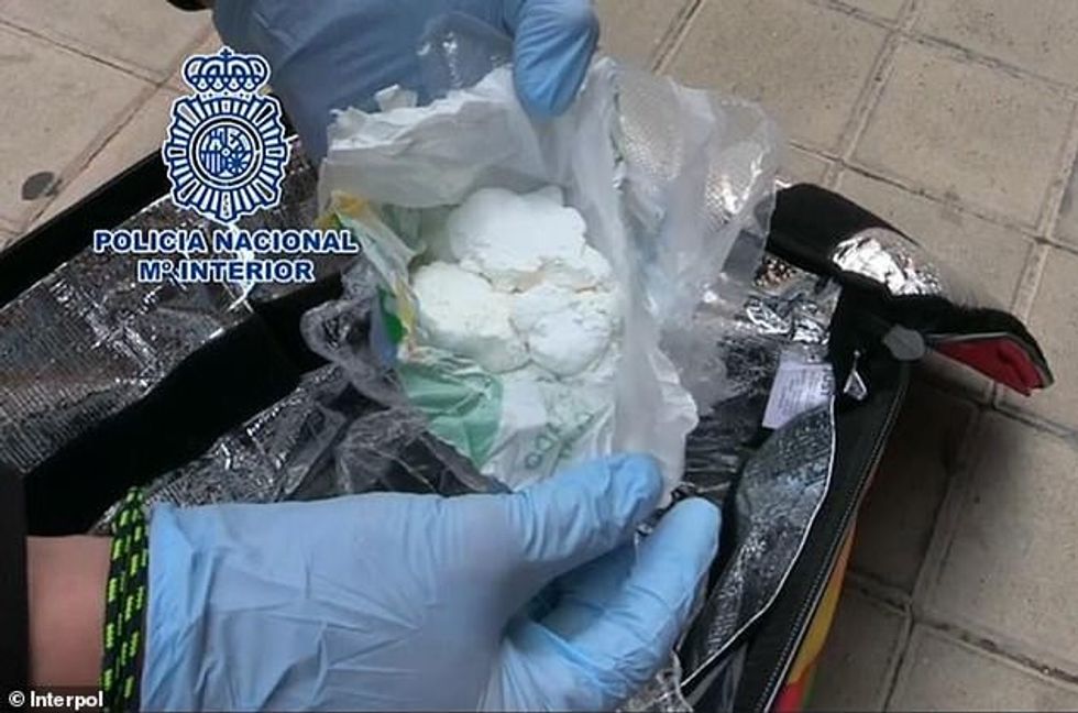 A powdery substance can be seen inside a parcel which was concealed inside a food delivery bag. Some of the drugs had been concealed inside a false bottom of home delivery backpacks