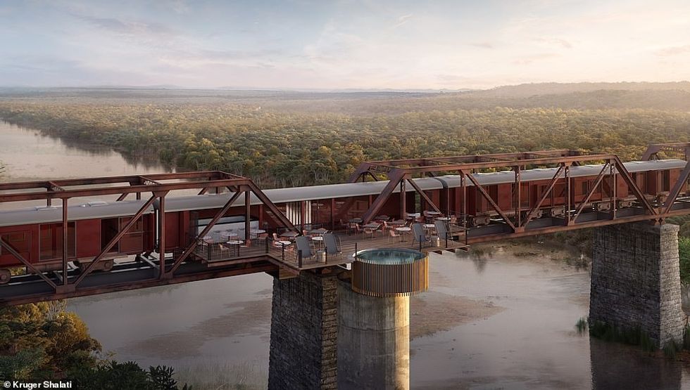 A rendering showing what the spectacular Kruger Shalati hotel, which is positioned on the Selati Bridge in Kruger National Park, will look like once completed
