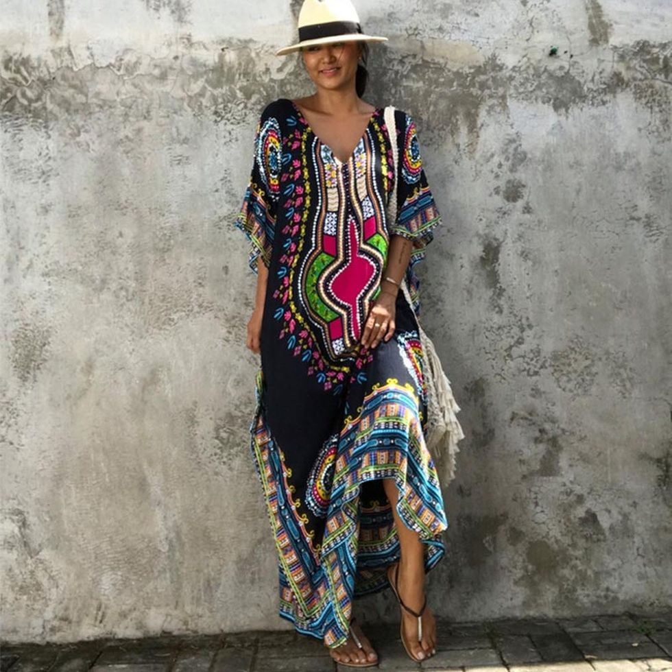 African Kaftan Black Tunic Dresses for Women s Dashiki Dress S