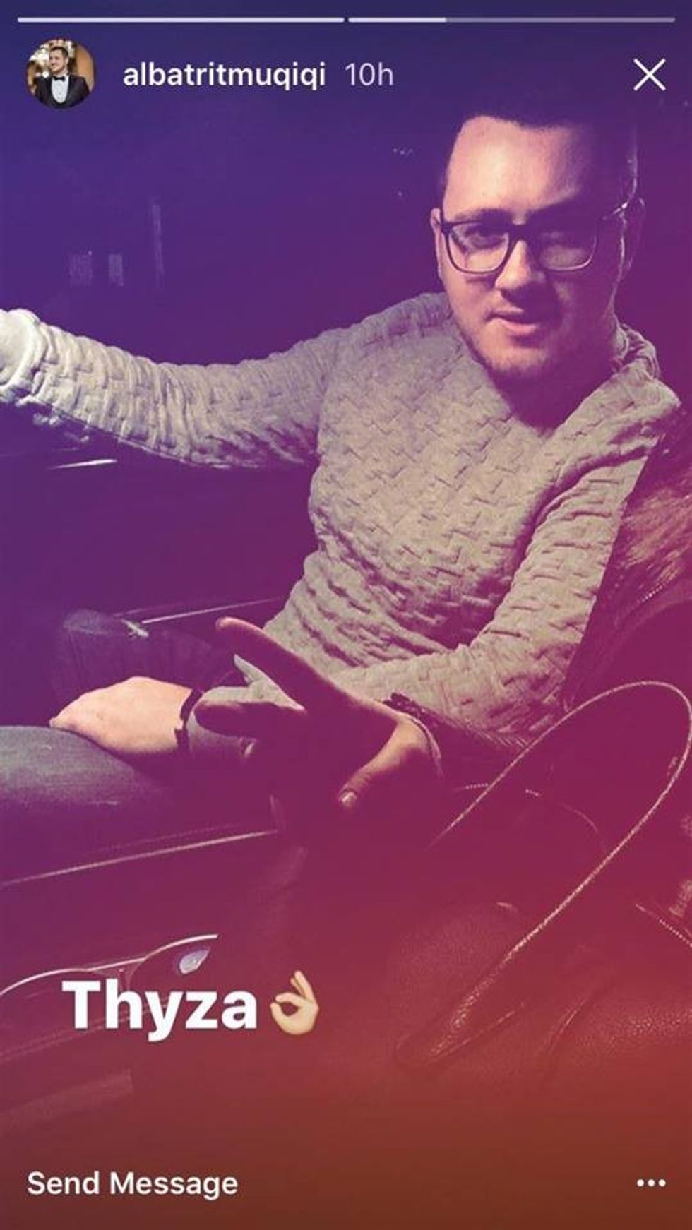 Albatrit Muçiqi shfqet me syze. Foto nga Instagram Story