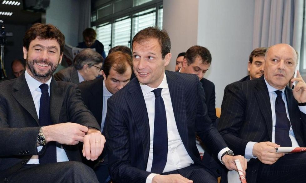 Allegri.Agnelli.Marotta.foto .Ansa .2015.