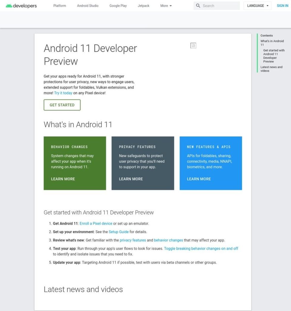 android 11 developer preview 1