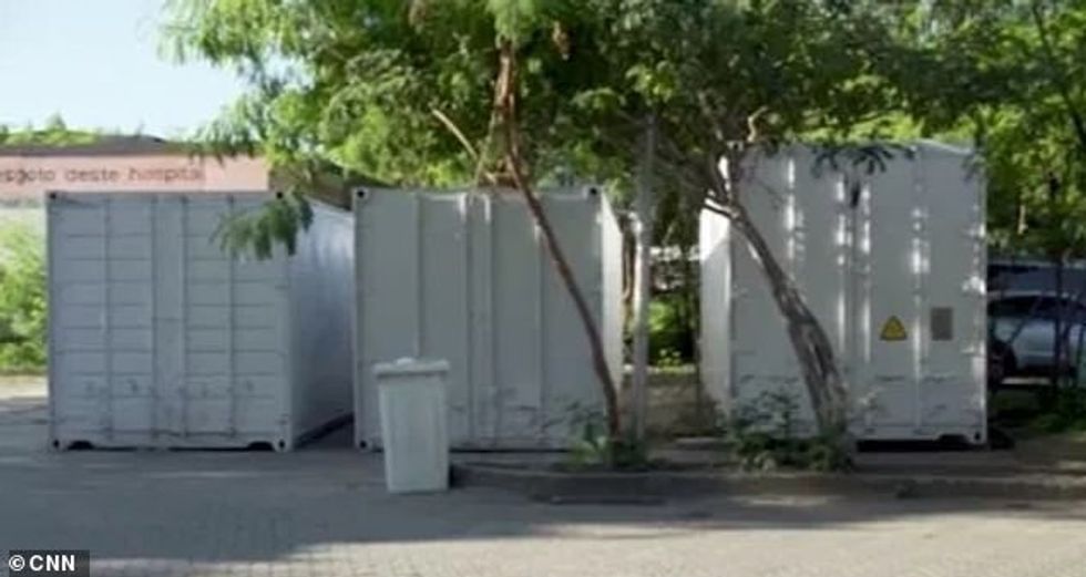 Another grim scene shows three containers - each of which can hold 75 corpses - outside possibly the same hospital in Rio. Brazil has 52,000 confirmed deaths from Covid-19 and more than 1.1million people are infected - higher than anywhere outside the US