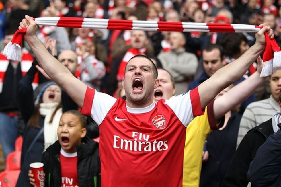 Arsenal fans singing in the stands