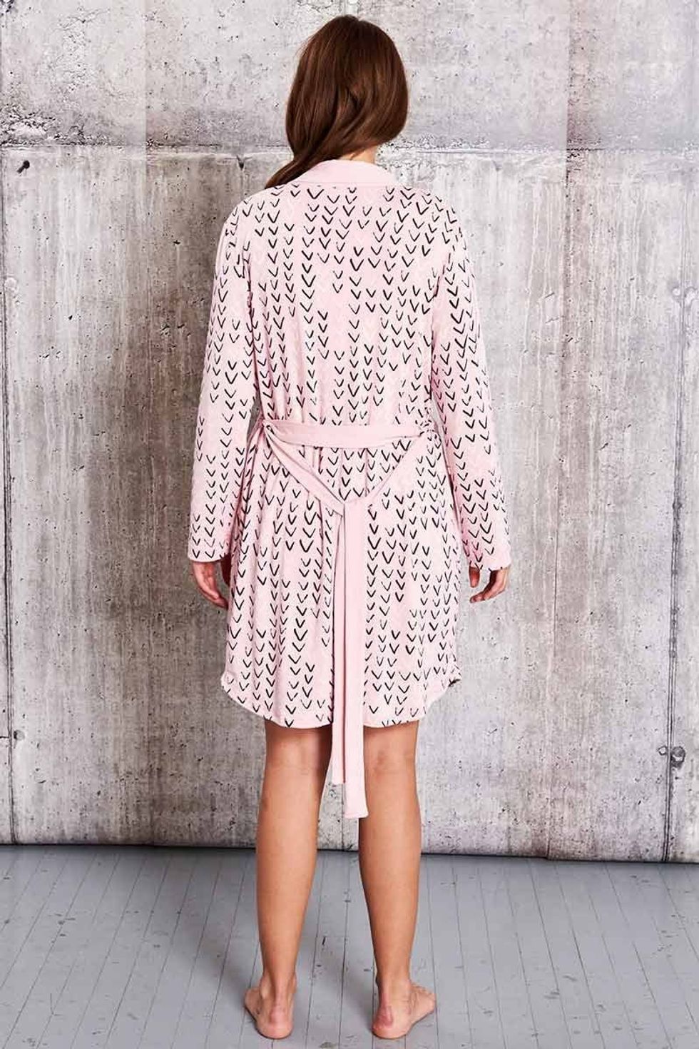 Bamboo Pajamas Robe Pockets Back V Design Pink Rose Quartz 2200