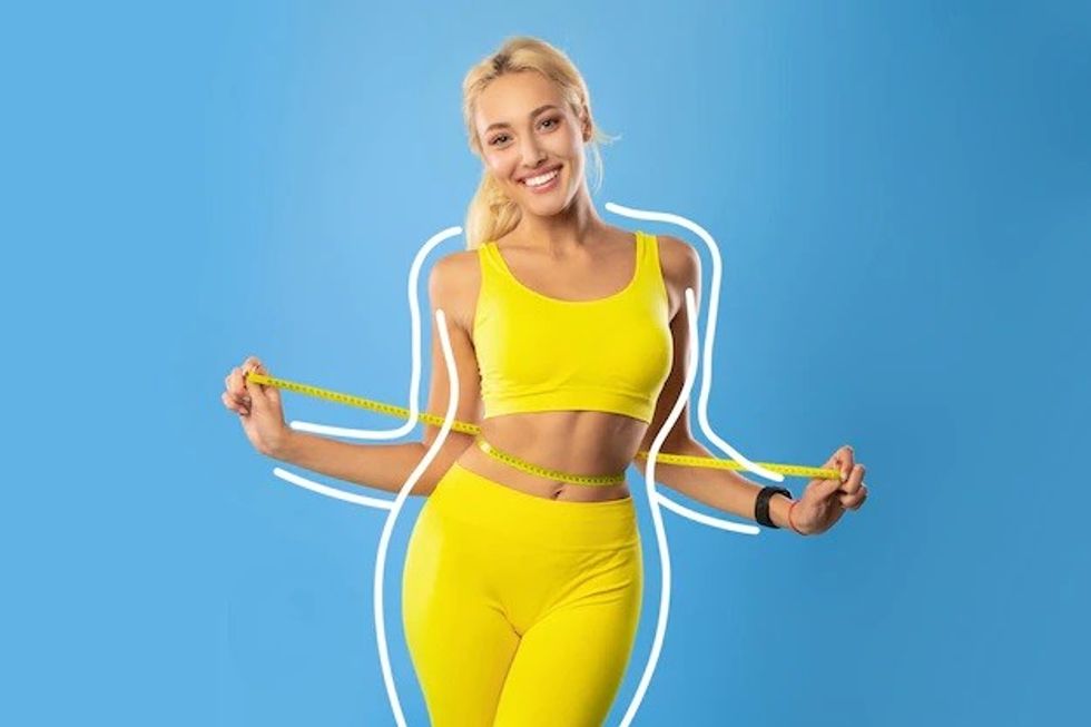 blonde woman measuring waist sharing weight loss r