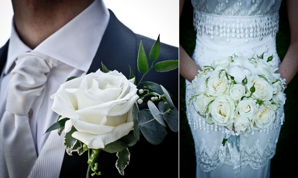 bride and groom flowers