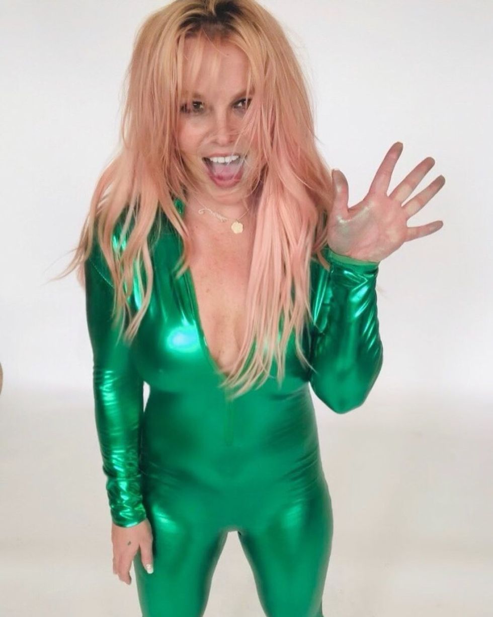 britney spears pink hair jumpsuit