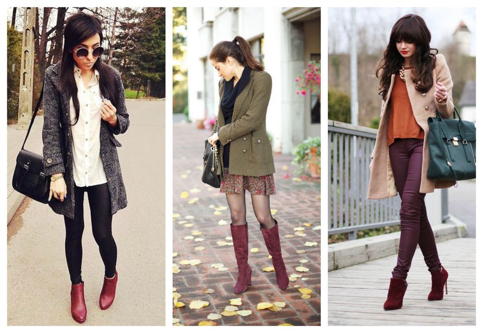 burgundy boots for autumn and winter
