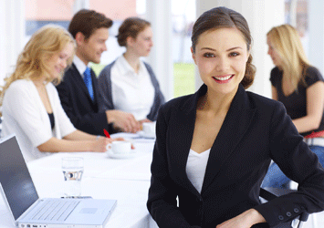 business woman table group