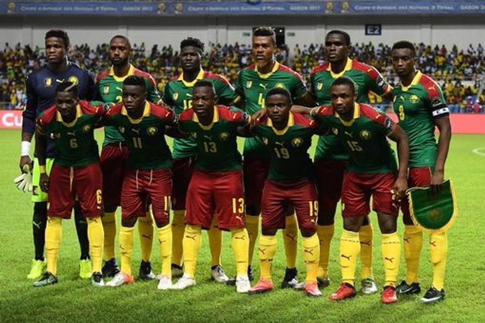 Cameroons squad back L R goalkeeper F