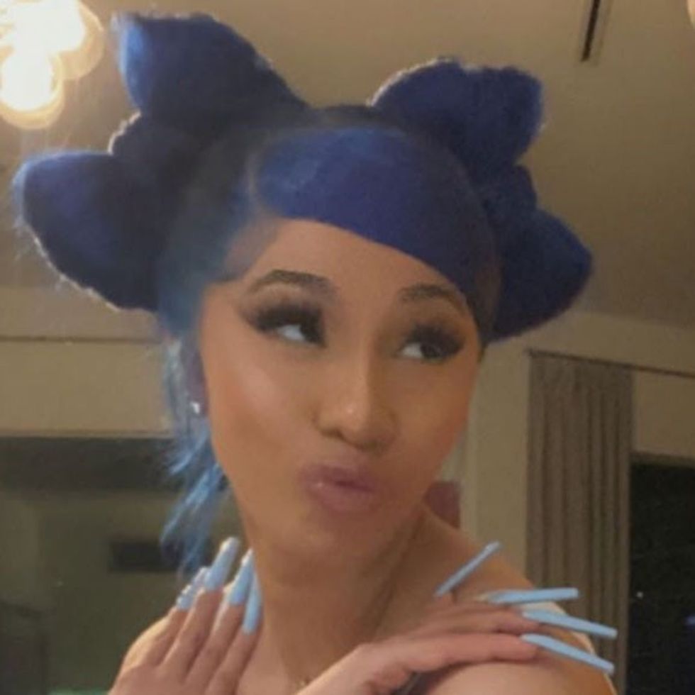 Cardi B blue wig 3