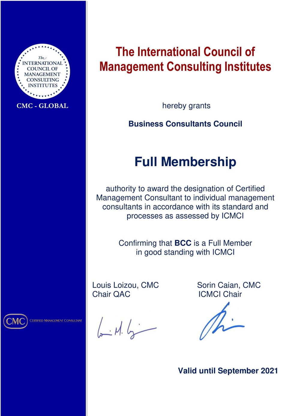 Certificate first full membership Kosovo 1