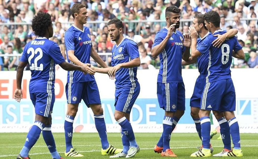 Chelsea players Willian Nemanja Matic Eden Hazard Diego Costa Cesar Azpilicueta and Oscar e1486742705793