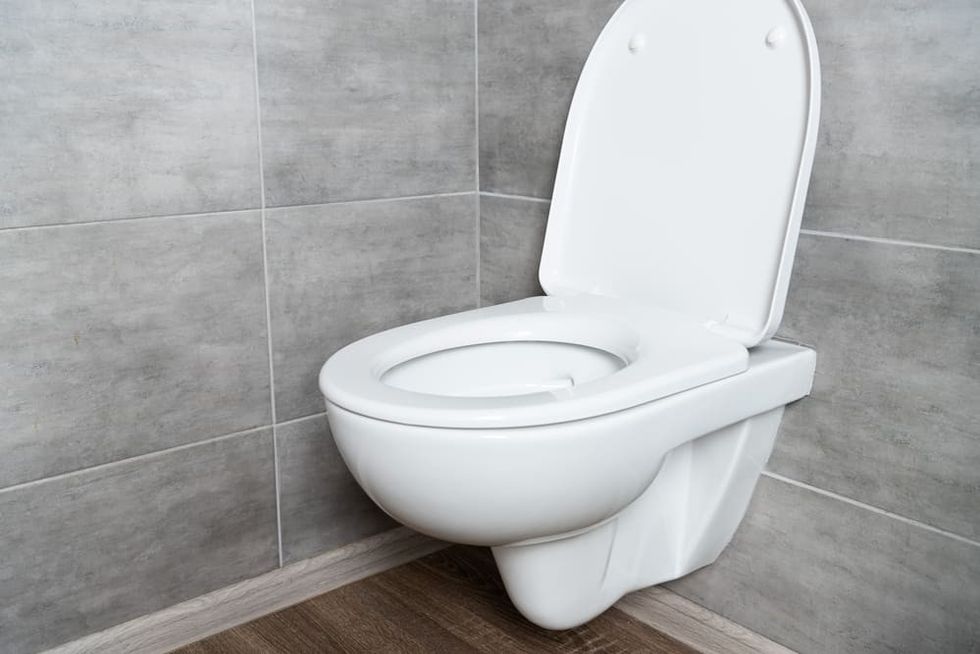 Clean toilet bowl with open seat