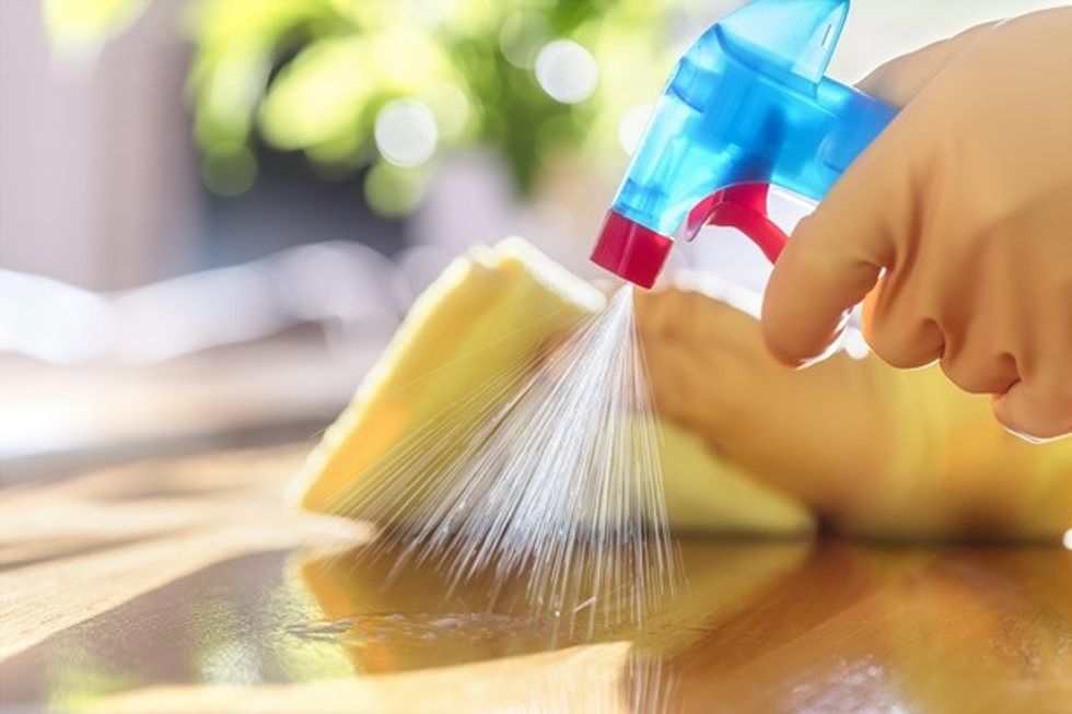 cleaning spray closeup