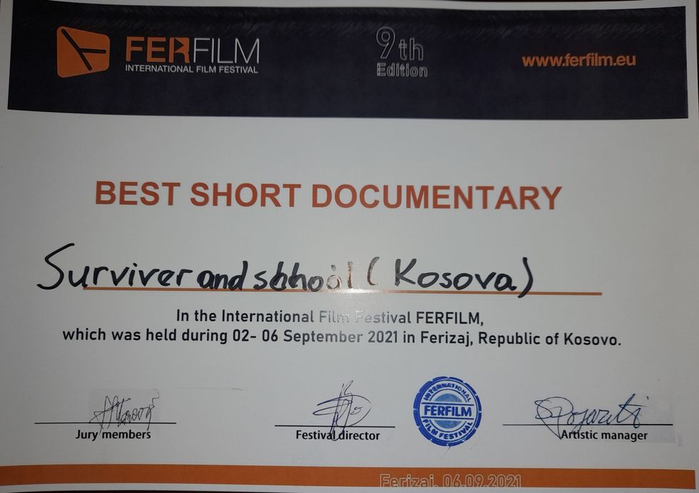 Cmimi i pare i jurise profesionale te International Ferfestival 2021 per filmin dokumentar Mbijetesa dhe shkolla scaled