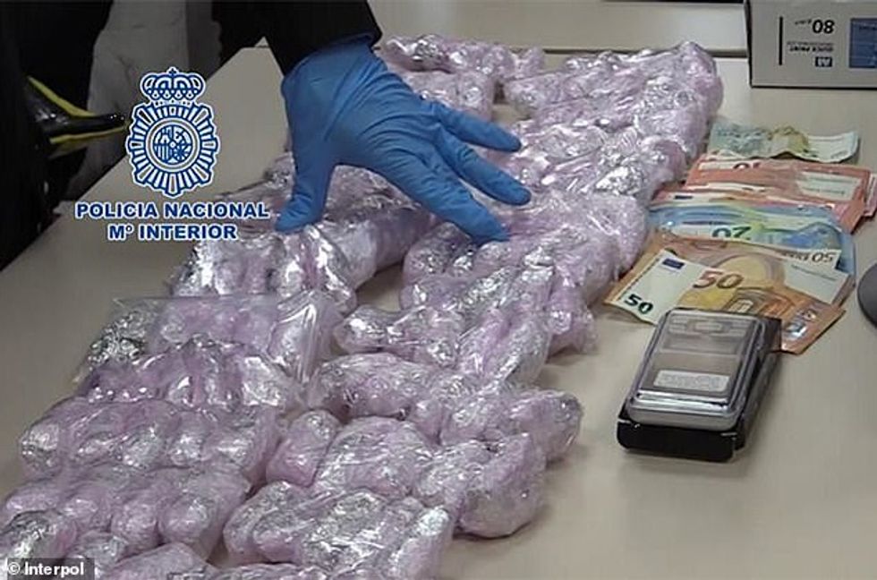 Concealed drugs wrapped in foil and clingfilm, which were seized along with cash in a food delivery bag