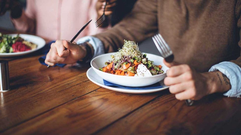couple eating vegetarian food